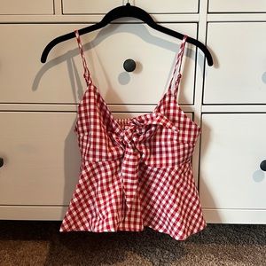 Red checkered peplum top